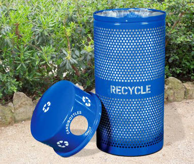 Landscape Series Outdoor Recycling Receptacle - 34 Gallon with Dome Top
