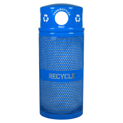 Landscape Series Perforated Recycling Receptacle With Dome Lid - 34 Gallon Capacity