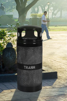 Landscape Series Outdoor Trash Receptacle - 34 Gallon with Dome Top