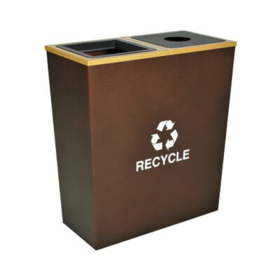 Metro Collection Two Stream Tapered Recycling Receptacle With 36 Gallon Capacity - Hammered Copper