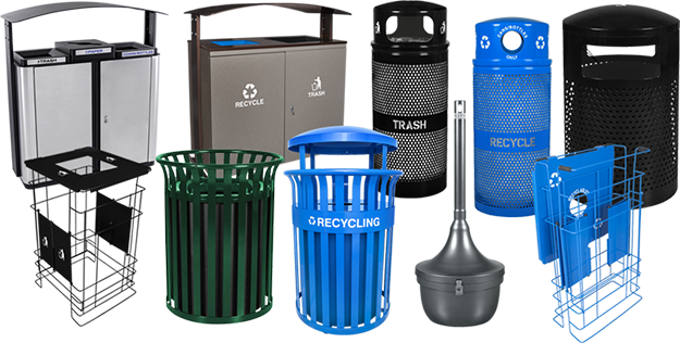 Outdoor Waste Receptacles And Recycling Bins